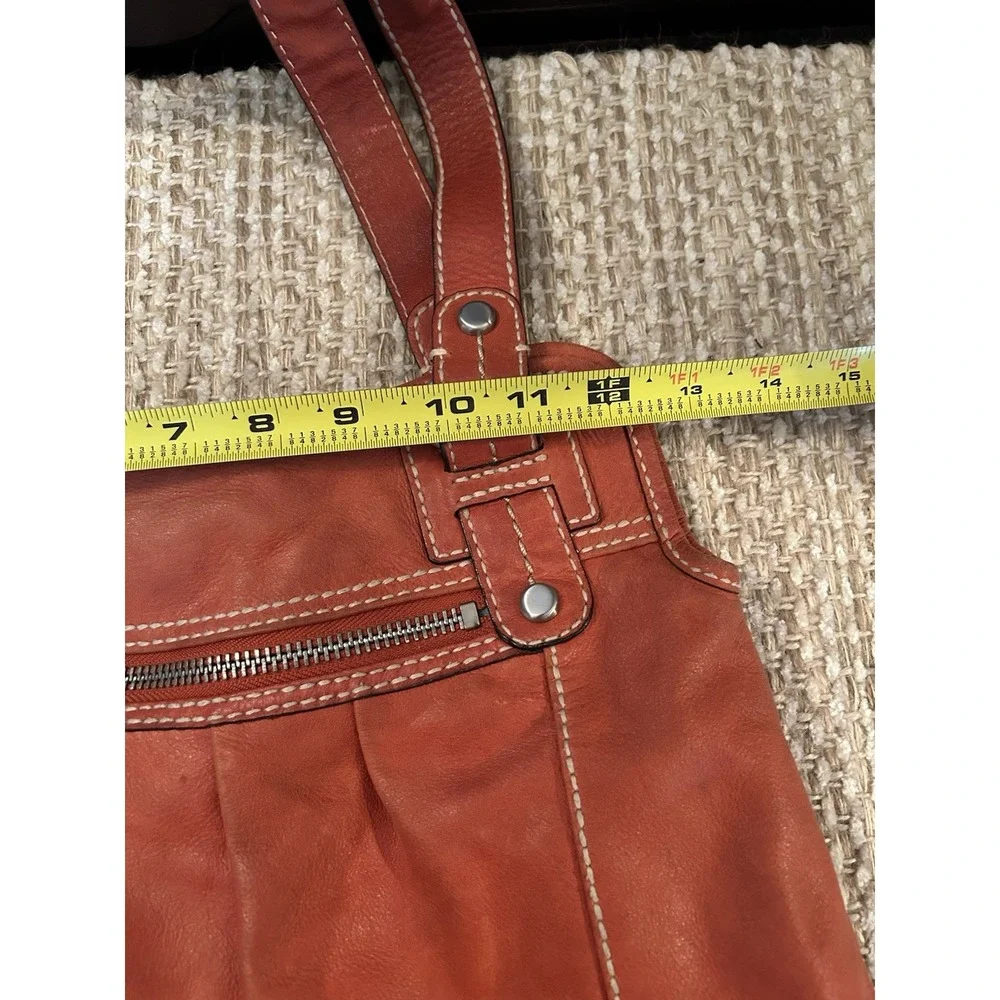 Vintage Fossil Burnt Orange Soft Leather Hobo Shoulder Bag Slouchy Purse 90's